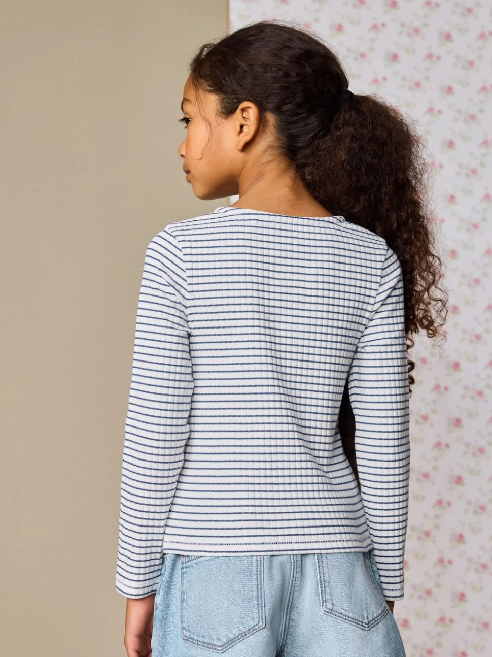 White Stripe Long Sleeve Ribbed Cardigan (3-16yrs)