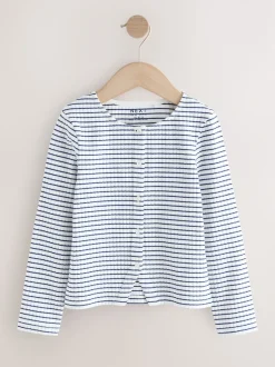White Stripe Long Sleeve Ribbed Cardigan (3-16yrs)