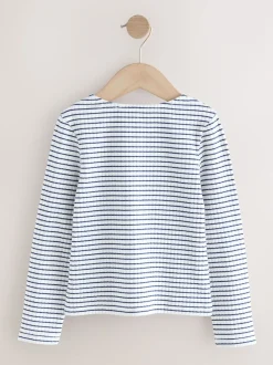White Stripe Long Sleeve Ribbed Cardigan (3-16yrs)