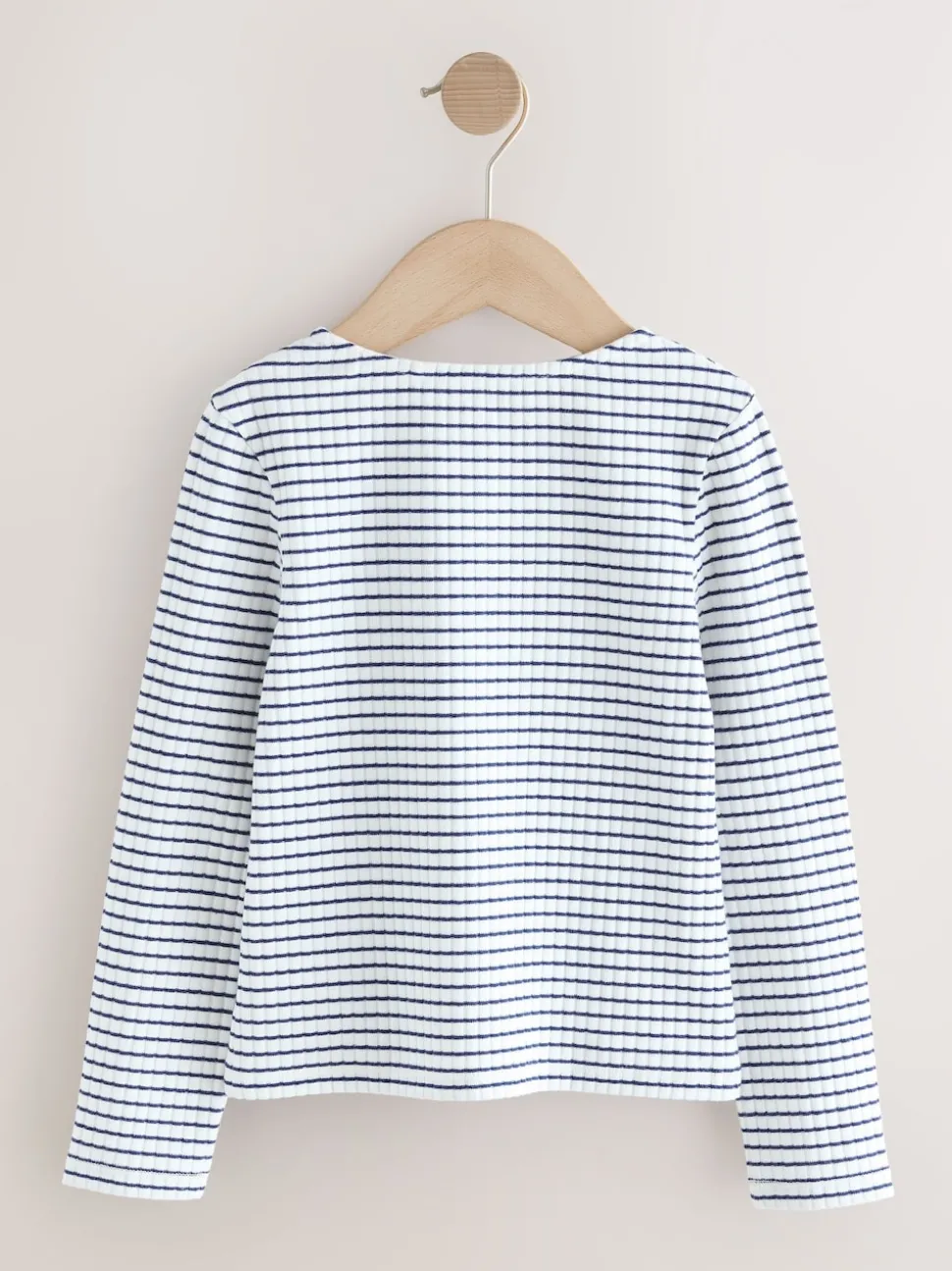 White Stripe Long Sleeve Ribbed Cardigan (3-16yrs)