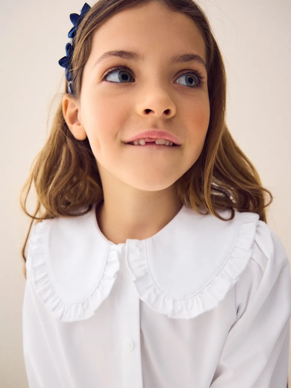 White Touch Fastening Cotton Rich Frill Collar School Blouse (3-14yrs)