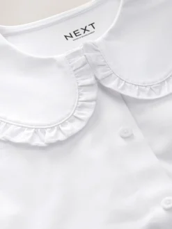 White Touch Fastening Cotton Rich Frill Collar School Blouse (3-14yrs)