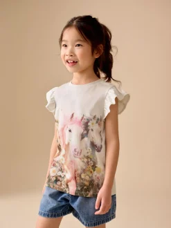 White Unicorn Frill Sleeve T-Shirts 3 Pack (3-16yrs)