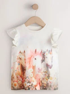 White Unicorn Frill Sleeve T-Shirts 3 Pack (3-16yrs)