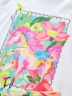 White Unicorn Oversized T-Shirt Cycle Top and Shorts Set (3-16yrs)