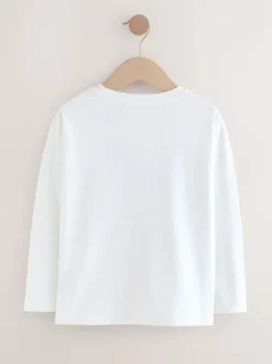 White Unicorn Print Long Sleeve Sequin Top (3-16yrs)