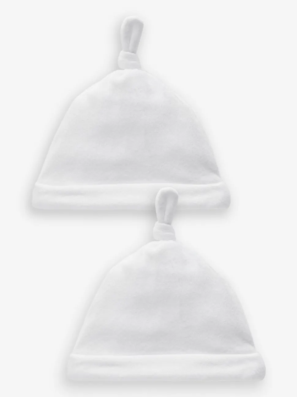 White Velour Baby Tie Top Hats 2 Pack (0-12mths)