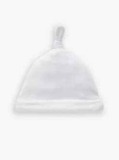 White Velour Baby Tie Top Hats 2 Pack (0-12mths)