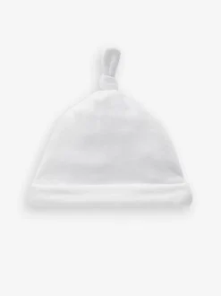 White Velour Baby Tie Top Hats 2 Pack (0-12mths)