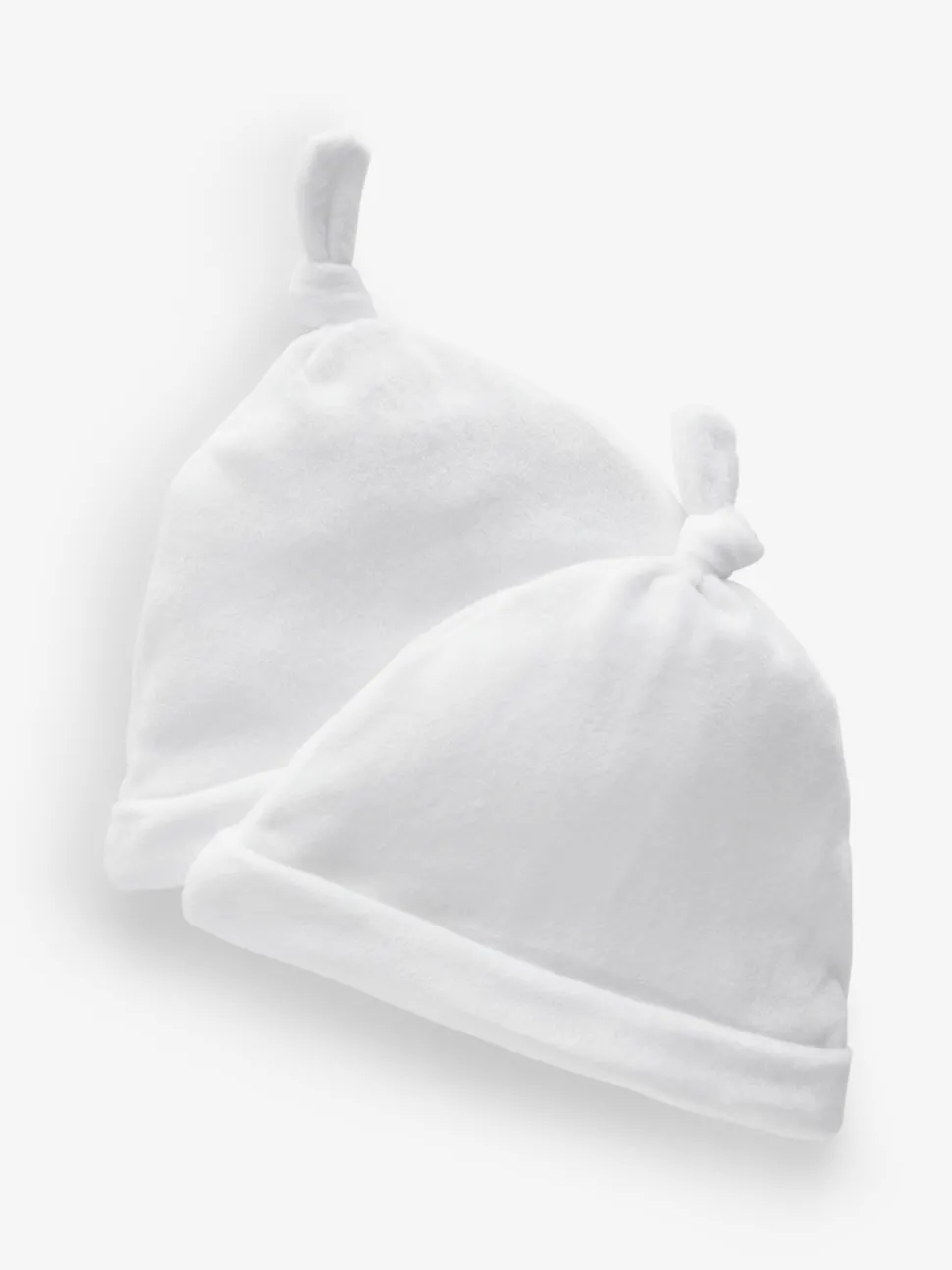 White Velour Baby Tie Top Hats 2 Pack (0-12mths)