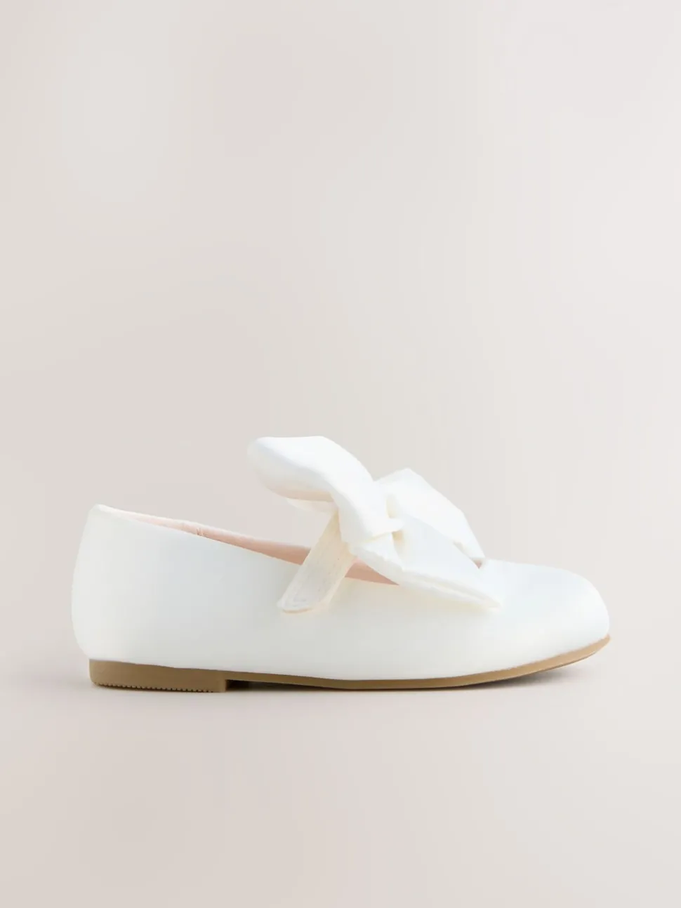 White Wide Fit (G) Bow Satin Flower Occasion Mary Jane Shoes
