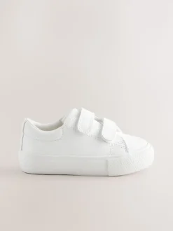 White Wide Fit (G) Chunky Trainers With Touch Fastening