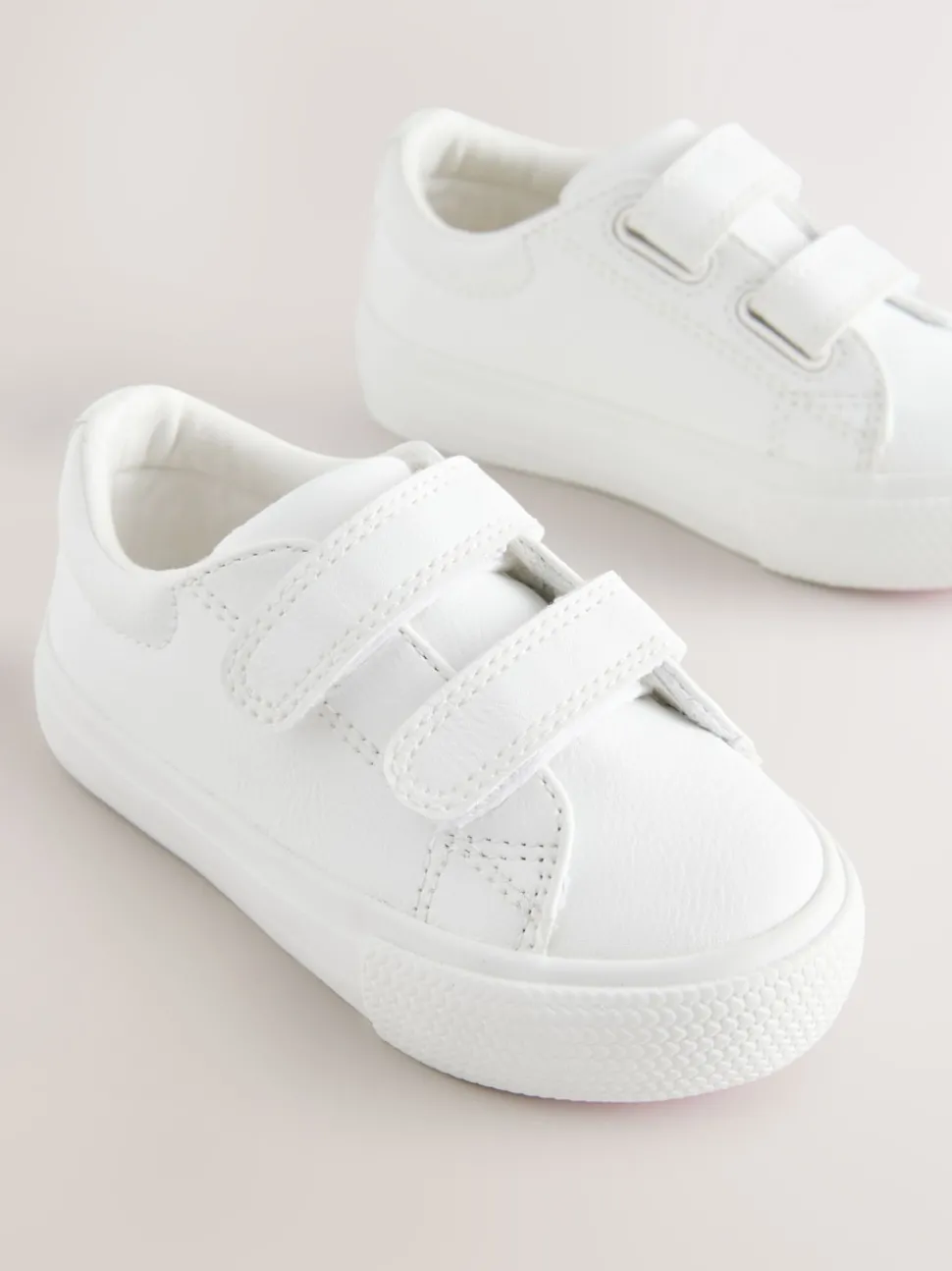 White Wide Fit (G) Chunky Trainers With Touch Fastening