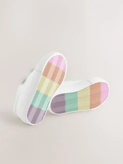 White Wide Fit (G) Chunky Trainers With Touch Fastening
