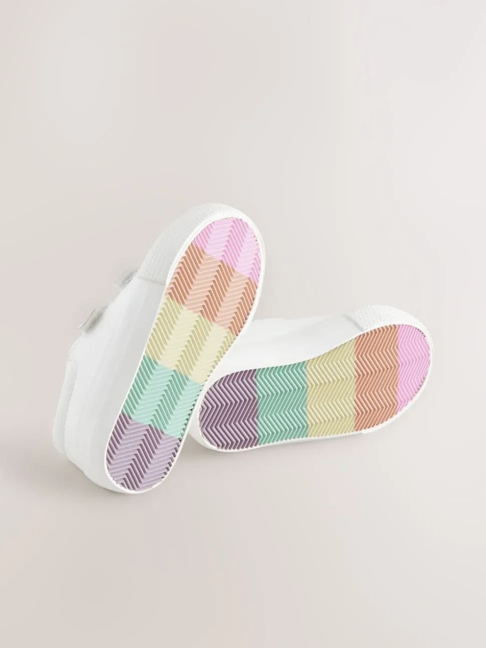 White Wide Fit (G) Chunky Trainers With Touch Fastening