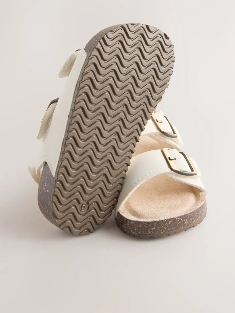 White Wide Fit (G) Corkbed Double Two Strap Sandals