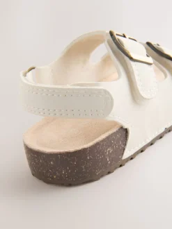 White Wide Fit (G) Corkbed Double Two Strap Sandals