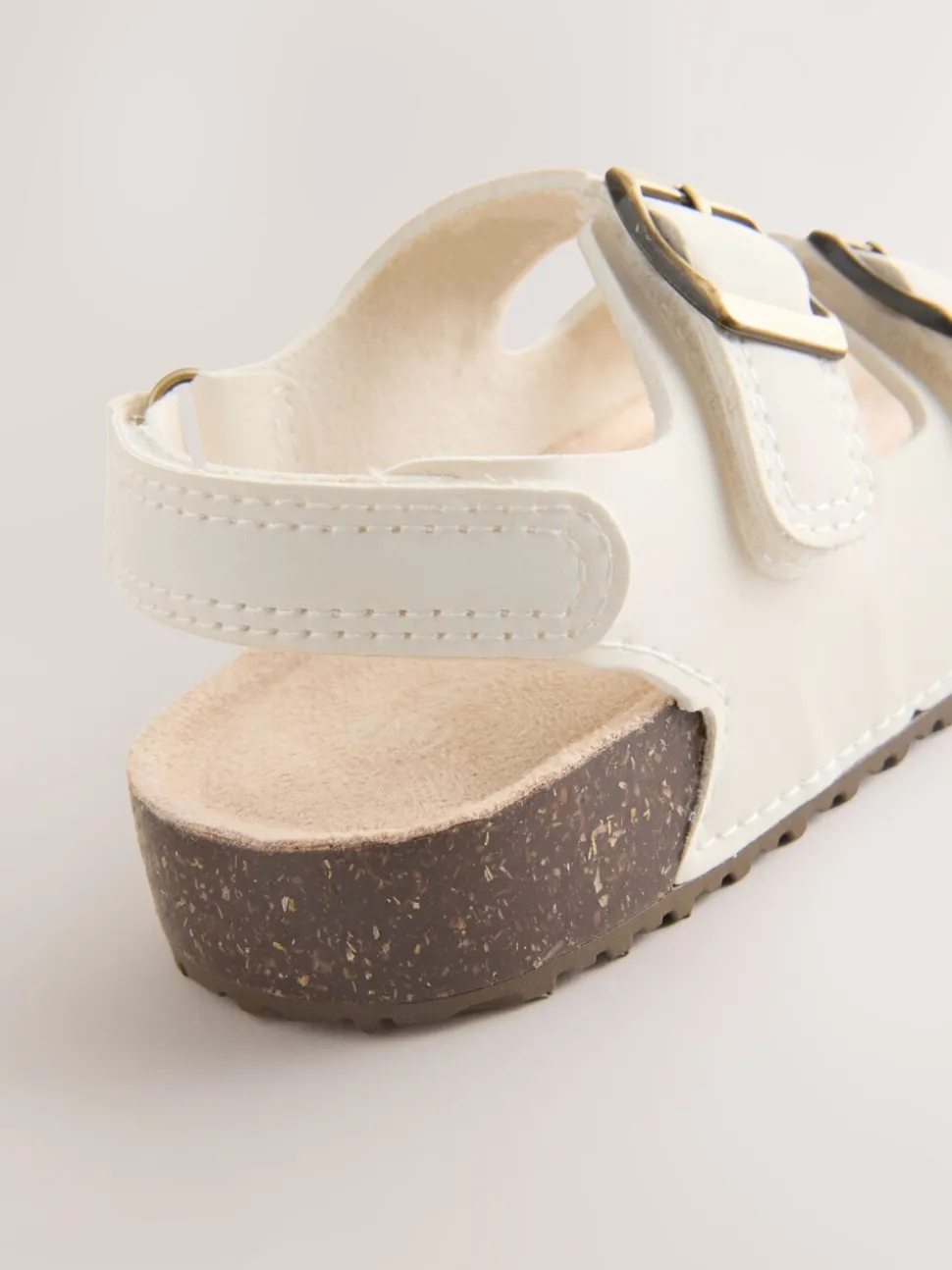 White Wide Fit (G) Corkbed Double Two Strap Sandals