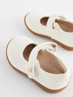 White Wide Fit (G) First Walker Mary Jane Shoes