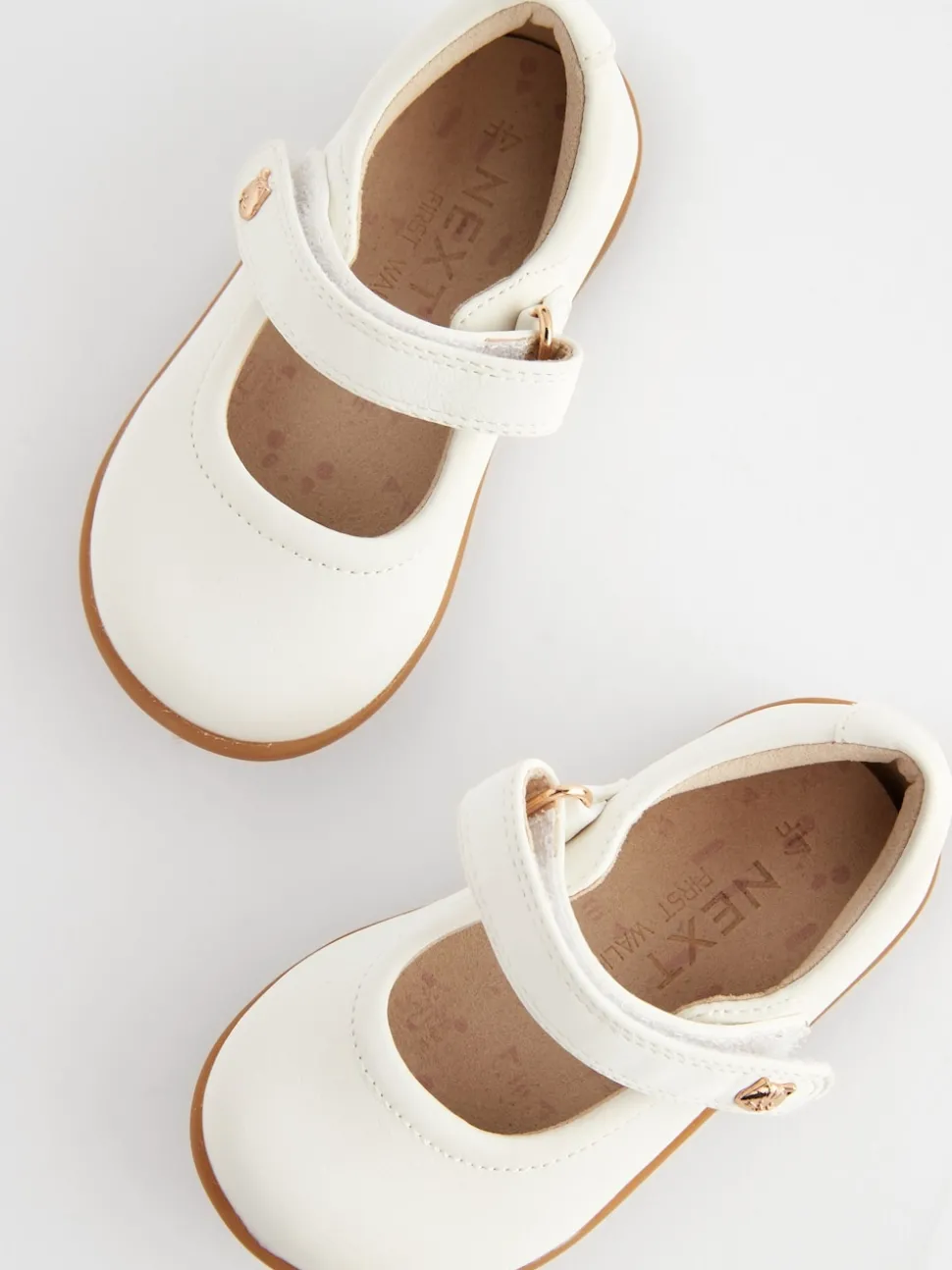 White Wide Fit (G) First Walker Mary Jane Shoes