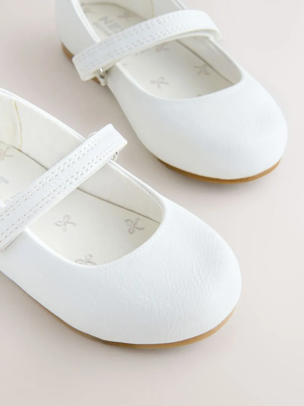White Wide Fit (G) Mary Jane Touch Fastening Occasion Shoes