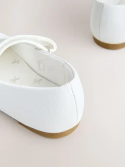 White Wide Fit (G) Mary Jane Touch Fastening Occasion Shoes