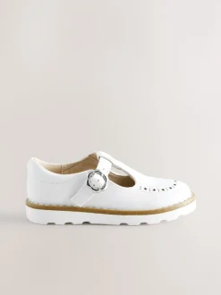 White Wide Fit (G) T-Bar Shoes