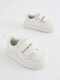 White Wide Fit (G) Touch Fastening Leather First Walker Baby Shoes