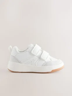 White Wide Fit (G) Touch Fastening Two Strap Trainers