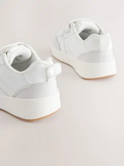 White Wide Fit (G) Touch Fastening Two Strap Trainers