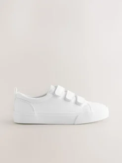 White Wide Fit (G) Touch Fastening Smart Casual Trainers