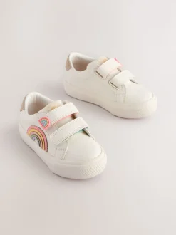 White Wide Fit (G) Touch Fasten Trainers