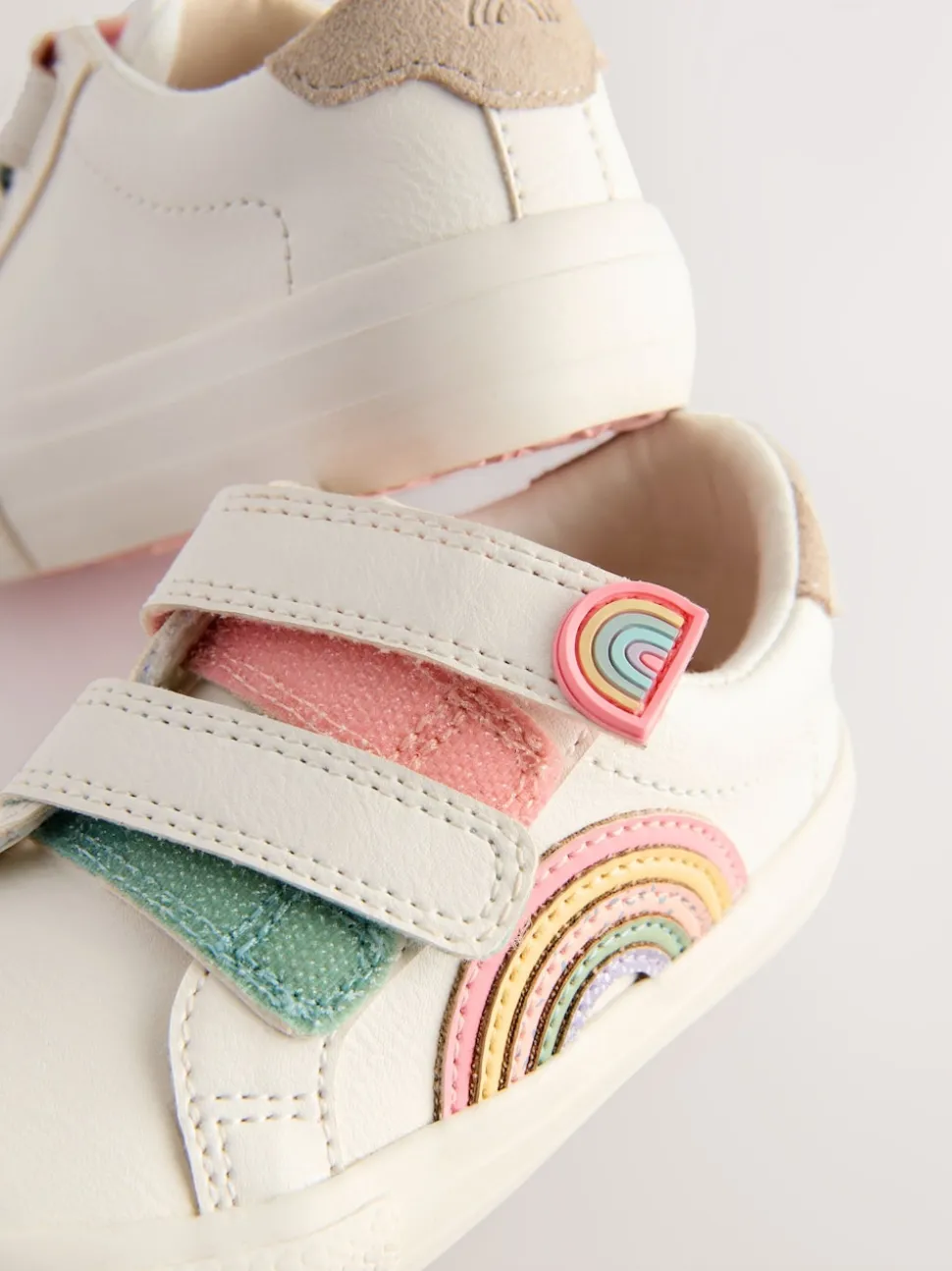 White Wide Fit (G) Touch Fasten Trainers