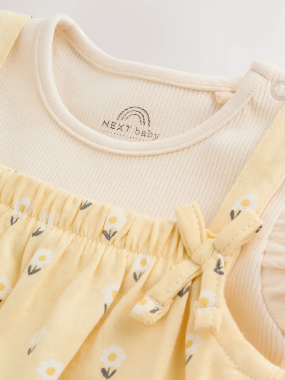Yellow Ditsy Baby Jersey Dungarees and Bodysuits Set 2 Piece (0mths-3yrs)