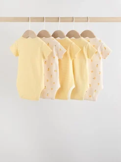 Yellow Lemons 5 Pack Short Sleeve Baby Bodysuits