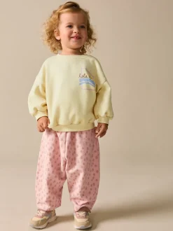 Yellow Animal Print Sweatshirt and Barrel Leg Joggers Set (3mths-7yrs)