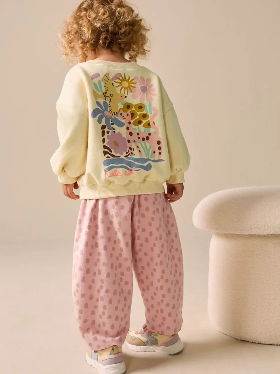Yellow Animal Print Sweatshirt and Barrel Leg Joggers Set (3mths-7yrs)