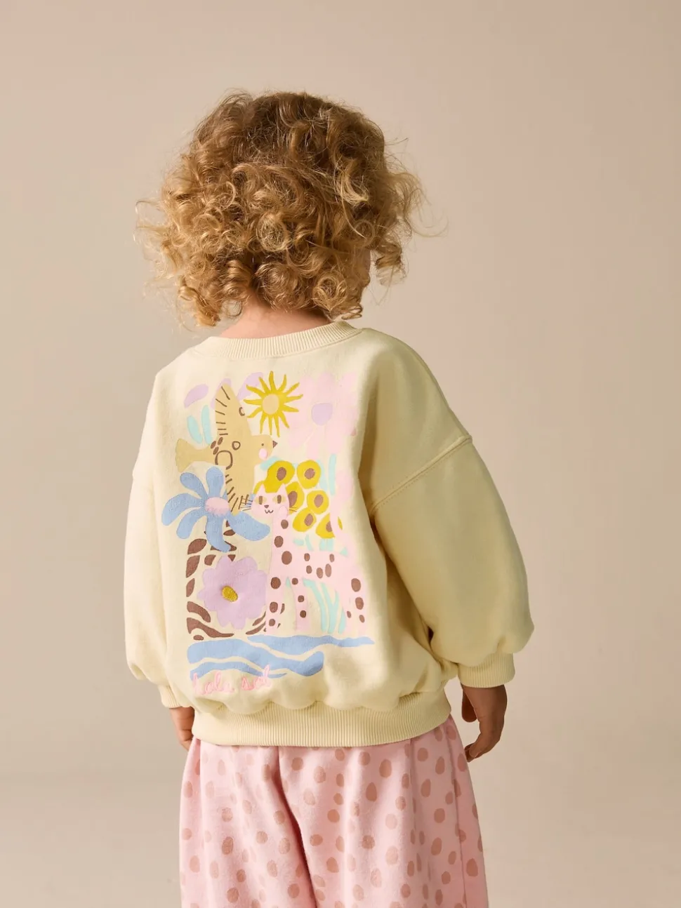 Yellow Animal Print Sweatshirt and Barrel Leg Joggers Set (3mths-7yrs)