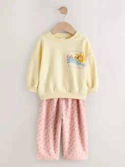 Yellow Animal Print Sweatshirt and Barrel Leg Joggers Set (3mths-7yrs)