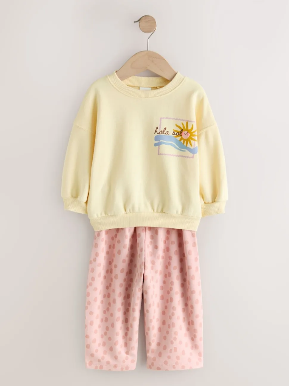 Yellow Animal Print Sweatshirt and Barrel Leg Joggers Set (3mths-7yrs)