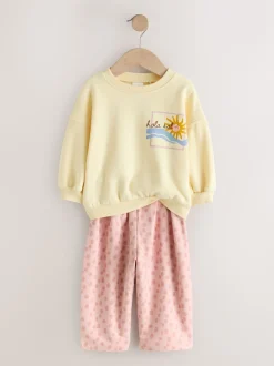 Yellow Animal Print Sweatshirt and Barrel Leg Joggers Set (3mths-7yrs)