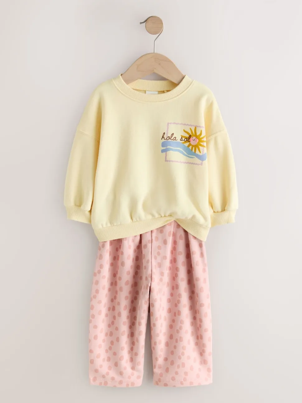 Yellow Animal Print Sweatshirt and Barrel Leg Joggers Set (3mths-7yrs)
