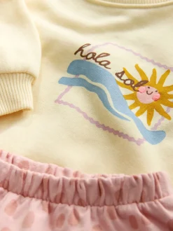 Yellow Animal Print Sweatshirt and Barrel Leg Joggers Set (3mths-7yrs)