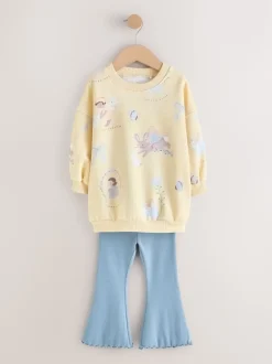 Yellow/Blue Fairy Sweatshirt & Flare Leggings Set (3mths-7yrs)