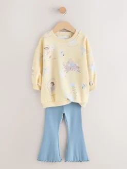 Yellow/Blue Fairy Sweatshirt & Flare Leggings Set (3mths-7yrs)