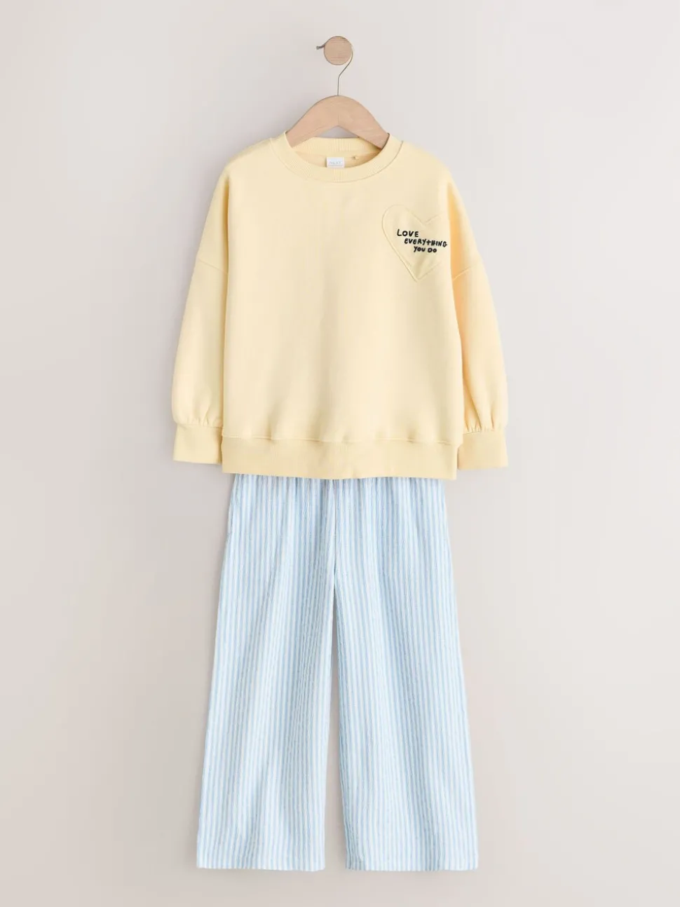 Yellow/Blue Stripe Sweatshirt and Wide Leg Trousers Set (3-16yrs)