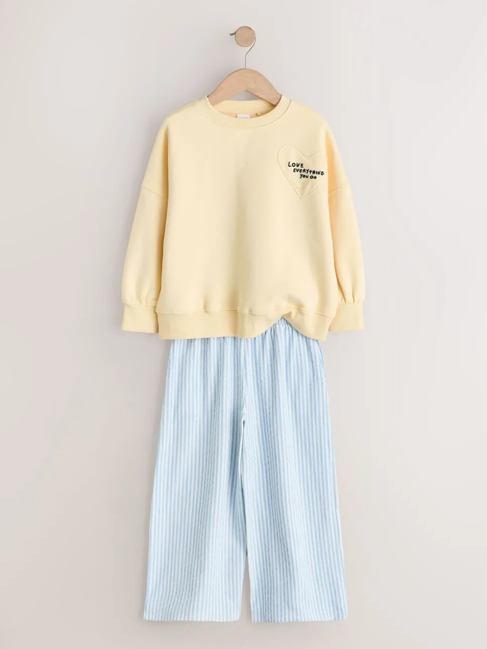 Yellow/Blue Stripe Sweatshirt and Wide Leg Trousers Set (3-16yrs)