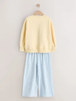Yellow/Blue Stripe Sweatshirt and Wide Leg Trousers Set (3-16yrs)
