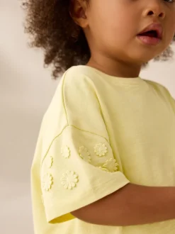 Yellow 100% Cotton Daisy Short Sleeve T-Shirt (3mths-7yrs)