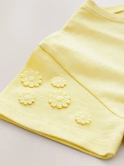 Yellow 100% Cotton Daisy Short Sleeve T-Shirt (3mths-7yrs)